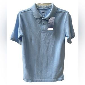 IZOD Lt BLUE Boys' Sz Medium 10 12 School Uniform Short Sleeve Polo Shirt New